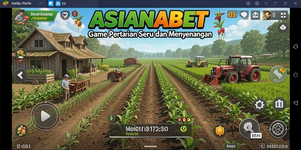 Tampilan gameplay ASIANABET yang menarik dengan kebun yang subur.