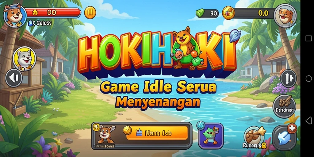 Tampilan utama HOKIHOKI dengan karakter dan aktivitas Idle yang menarik.