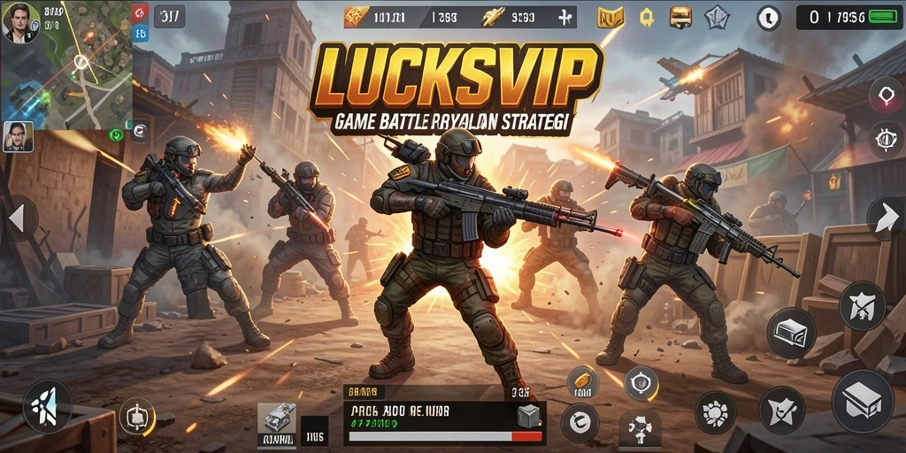 Tampilan seru dari gameplay Battle Royale di LUCKSVIP.