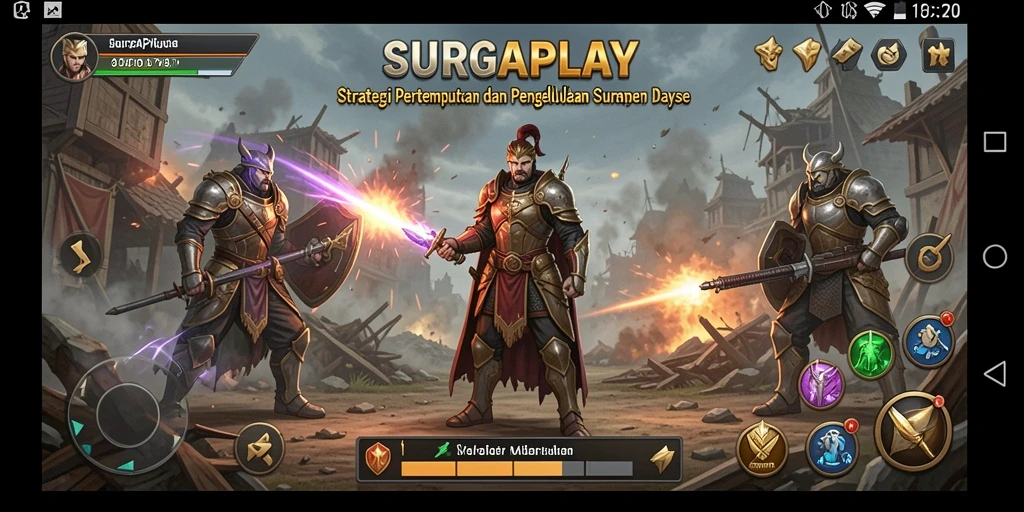 Tampilan gameplay SURGAPLAY yang mendebarkan dari pertempuran strategi.
